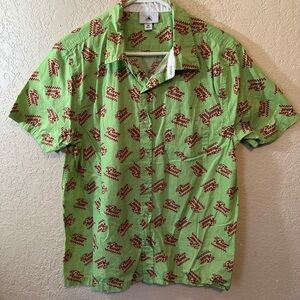 NWOT Disney Toy Story Pizza Planet Graphic Button Up Collared Tee Shirt